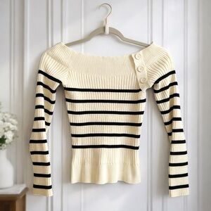 Urban Outfitters Ribbed Off-the-Shoulder Striped Knit Top - Size L